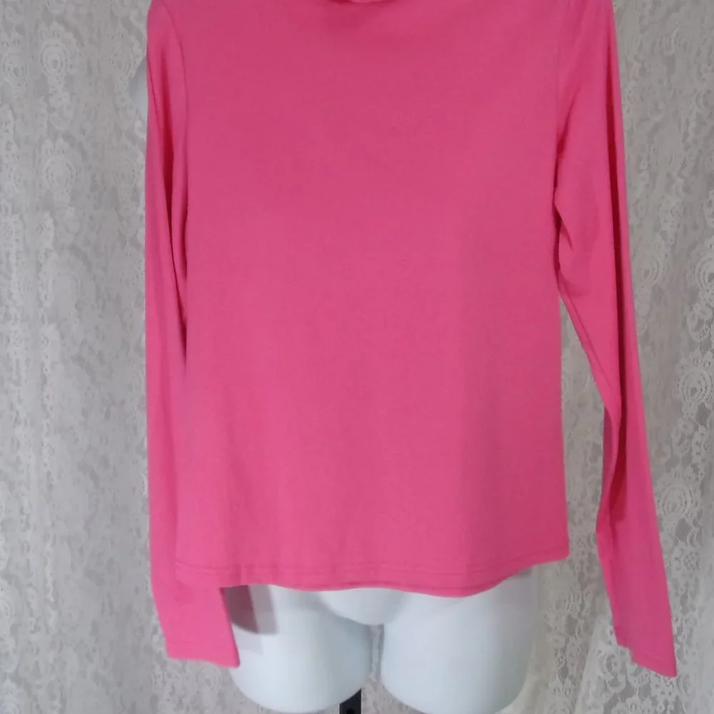 NY & CO Hot Pink Turtleneck Cotton Blend Top Size XL   NWOT